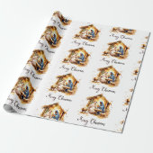 Prettig kerstfeest Geboorte Cadeaupapier (Uitgerold)