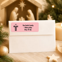 Prettig kerstfeest Geboorte Kruis Roze