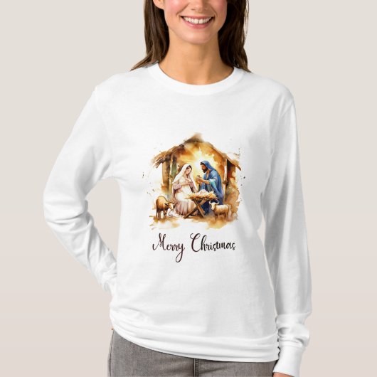 Prettig kerstfeest Geboorte T-shirt (Voorkant)