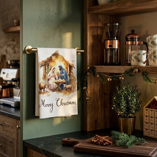 Prettig kerstfeest Geboorte Theedoek