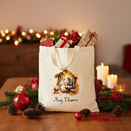 Prettig kerstfeest Geboorte Tote Bag