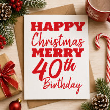 Prettig Kerstfeest Gefeliciteerd 40e Verjaardag Kl