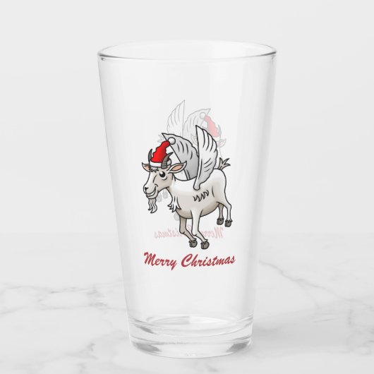 Prettig kerstfeest geit glas (Voorkant)