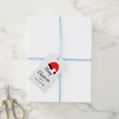 Prettig kerstfeest gelukkig cadeau rode muts Cadea Cadeaulabel (Met Touw)