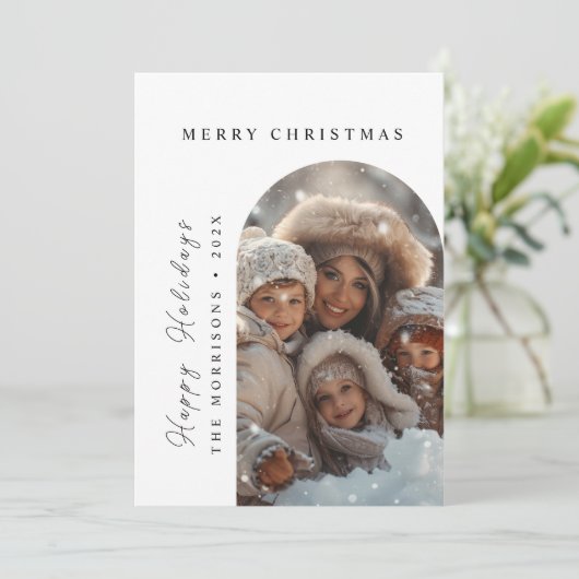 Prettig kerstfeest Gelukkig feestdag aangepaste fo Feestdagenkaart (Staand voorkant)