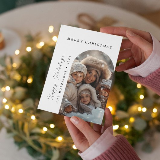 Prettig kerstfeest Gelukkig feestdag aangepaste fo Feestdagenkaart