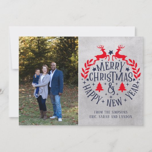 Prettig kerstfeest Gelukkig feestdagen Familie Fot Feestdagenkaart (Voorkant)