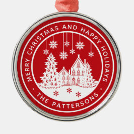 Prettig kerstfeest Gelukkig feestdagen Winter Pers Metalen Ornament