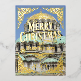 Prettig kerstfeest Gelukkig feestjaar Bulgarije Go Folie Feestdagenkaart