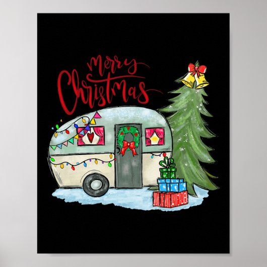 Prettig kerstfeest Gelukkig kampeerder Leuk kampee Poster (Voorkant)