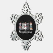 Prettig Kerstfeest Gelukkig Kattenjaar Kattenliefh Tin Sneeuwvlok Ornament (Rechts)