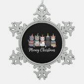 Prettig Kerstfeest Gelukkig Kattenjaar Kattenliefh Tin Sneeuwvlok Ornament (Voorkant)