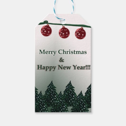 Prettig kerstfeest, gelukkig nieuwjaar cadeaulabel (Voorkant)