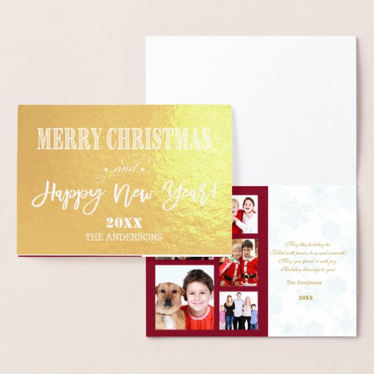 Prettig kerstfeest Gelukkig nieuwjaar Familie Foto Folie Kaarten (Display)