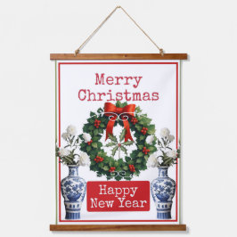 PRETTIG KERSTFEEST GELUKKIG NIEUWJAAR HANGEND WANDKLEED