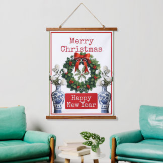 PRETTIG KERSTFEEST GELUKKIG NIEUWJAAR HANGEND WANDKLEED