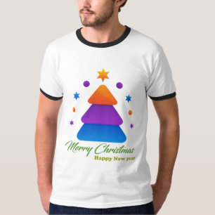 Prettig kerstfeest Gelukkig nieuwjaar Heren Ringer T-shirt