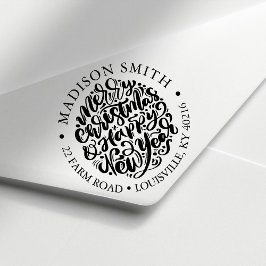 Prettig Kerstfeest Gelukkig Nieuwjaar Leuke Retour Zelfinktende Stempel