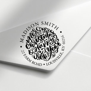 Prettig Kerstfeest Gelukkig Nieuwjaar Leuke Retour Zelfinktende Stempel