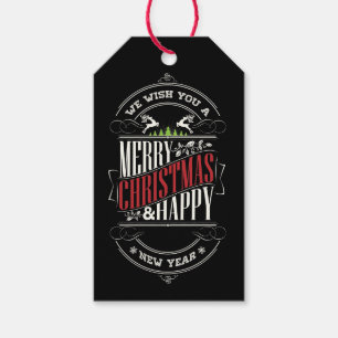 Prettig Kerstfeest Gelukkig Nieuwjaar Ontwerp Cadeaulabel