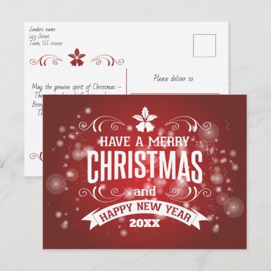 Prettig kerstfeest & gelukkig nieuwjaar persoonlij feestdagenkaart (Voorkant / Achterkant)