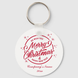 Prettig kerstfeest & Gelukkig nieuwjaar, Rode Typo Sleutelhanger
