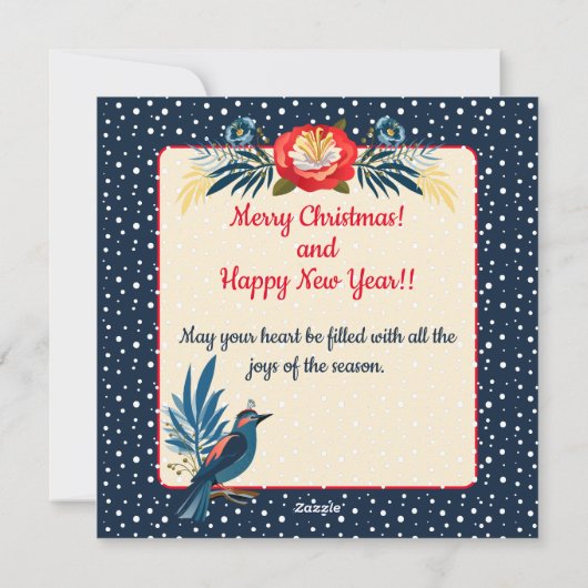 Prettig kerstfeest Gelukkig Nieuwjaar! Rode Vogel  Feestdagenkaart (Achterkant)