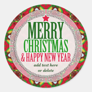 Prettig Kerstfeest Gelukkig Nieuwjaar Ronde Sticke Sticker