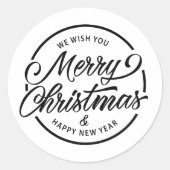 Prettig Kerstfeest & Gelukkig Nieuwjaar Ronde Sticker (Voorkant)