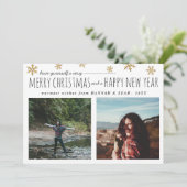 Prettig kerstfeest & Gelukkig nieuwjaar Script Twe Feestdagenkaart (Staand voorkant)