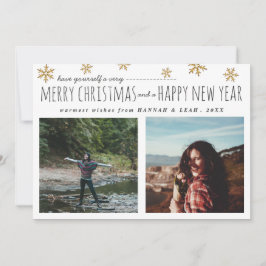 Prettig kerstfeest & Gelukkig nieuwjaar Script Twe Feestdagenkaart
