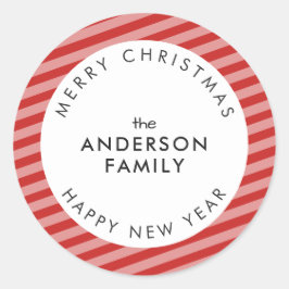Prettig Kerstfeest Gelukkig Nieuwjaar Uw Naam Ronde Sticker