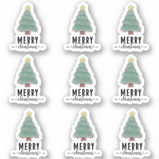 Prettig Kerstfeest Gelukkig Post Cadeaupakket Deco Sticker (Voorkant)