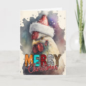 Prettig kerstfeest Gelukkige Kerstman Kip Kaart (Voorkant)