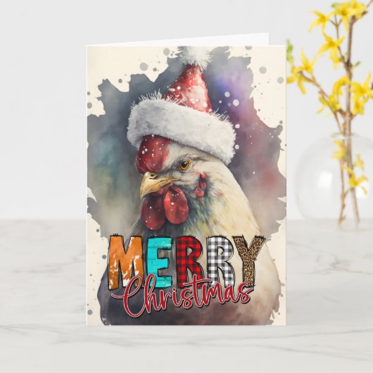 Prettig kerstfeest Gelukkige Kerstman Kip Kaart (Gele Bloem)