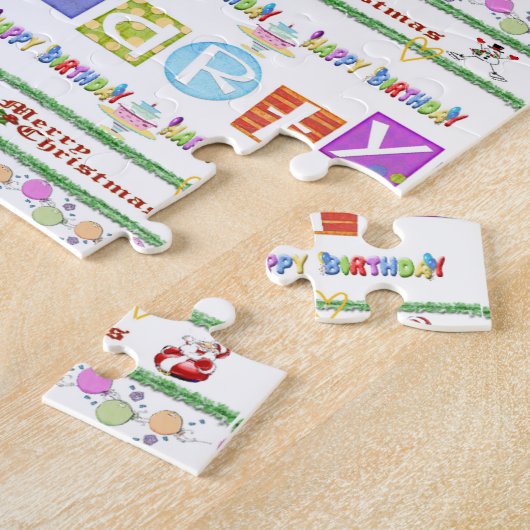 Prettig kerstfeest Gelukkige verjaardag Legpuzzel (Zijkant)