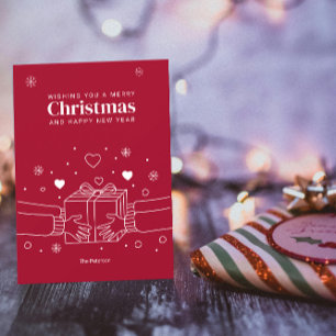 Prettig kerstfeest Geluksillustratie met lijnkun Kaart