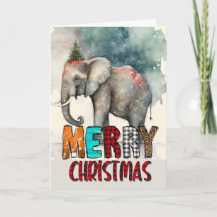 Prettig kerstfeest Geluksvogel Olifant Kaart