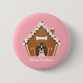 Prettig kerstfeest Gemberkoek Hondenhok Ronde Button 5,7 Cm