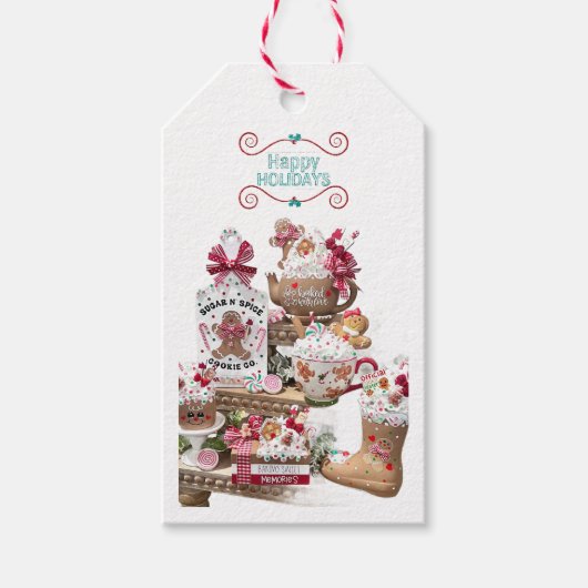 Prettig Kerstfeest Gemberkoek Suiker & Specerijen Cadeaulabel (Voorkant)