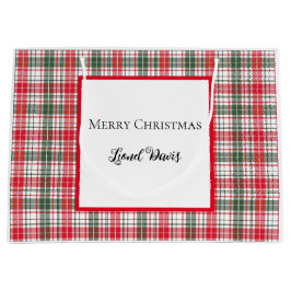 Prettig kerstfeest geruit Schots Rood, Wit, Groen Groot Cadeauzakje