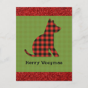 Prettig Kerstfeest Geruite Hond Kerstmis Briefkaart