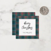 Prettig kerstfeest geruite klassieke preppy cadeau notitiekaartje (Voorkant / Achterkant in situ)