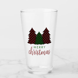 Prettig kerstfeest geruite patroon Kerstboom Glas