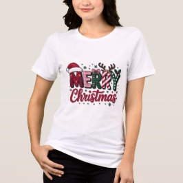 Prettig kerstfeest geruite patroon typografie teks Tri-Blend shirt