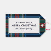 Prettig kerstfeest geruite vakantie cadeaulabel (Voorkant (Horizontaal))