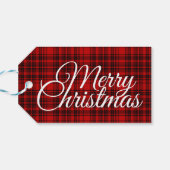 Prettig kerstfeest geruite zwart rood wit letter cadeaulabel (Achterkant Horizontaal)