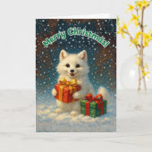 Prettig kerstfeest - Geschenk van de poolvos Kaart (Gele Bloem)