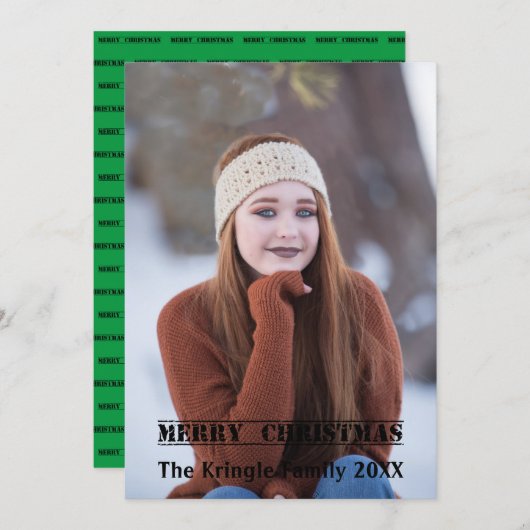 Prettig kerstfeest gestempeld feestdagenkaart (Voorkant / Achterkant)