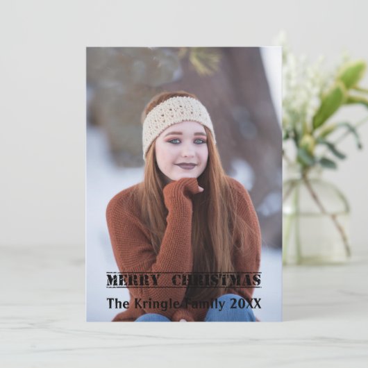 Prettig kerstfeest gestempeld feestdagenkaart (Staand voorkant)